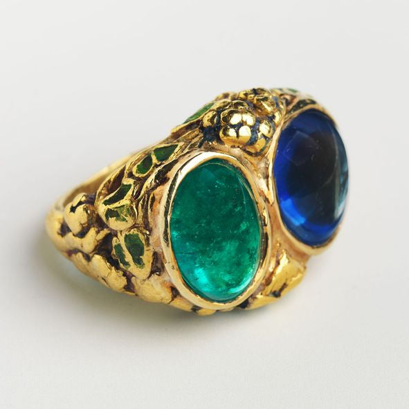 Vintage Blue & Green Forged Ring
