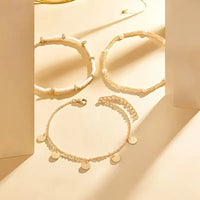 Gold Layered Anklet Set - Coastal Charm (3-Piece)