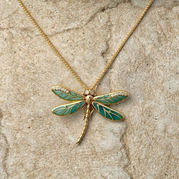 Emerald Dragonfly Necklace