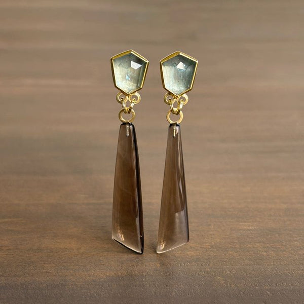 Vintage Aquamarine & Smoky Quartz Earrings