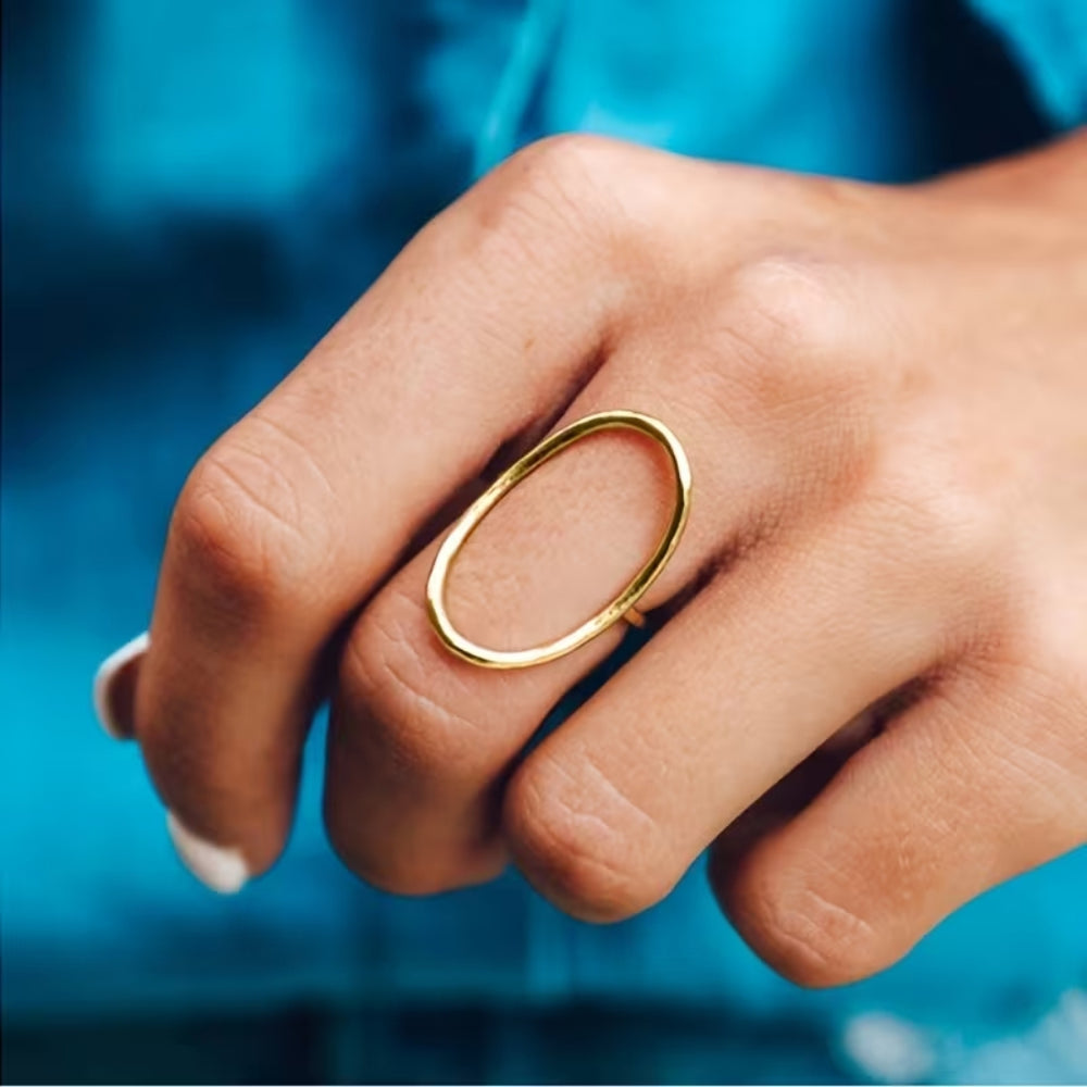 Minimal Oval Silver Ring
