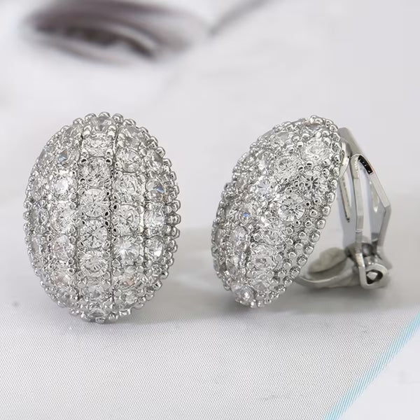 Oval Pavé Dome Earrings