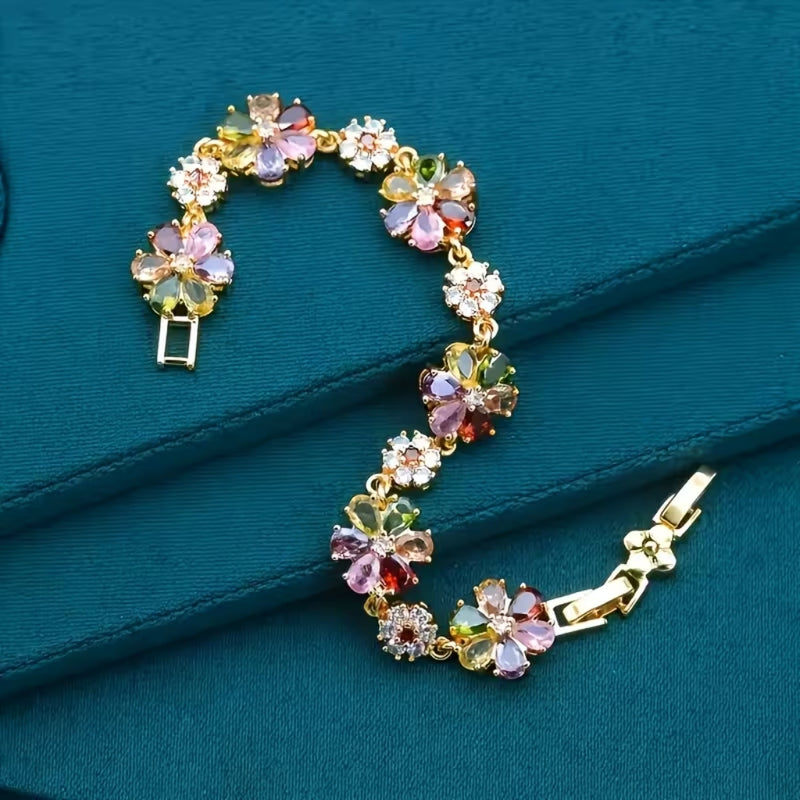 Floral Rainbow Crystal Bracelet