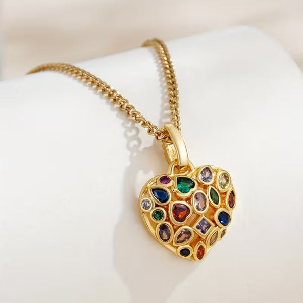 Multicolor Heart Pendant Necklace