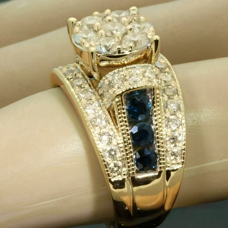 Blue Sapphire Inlay Statement Ring