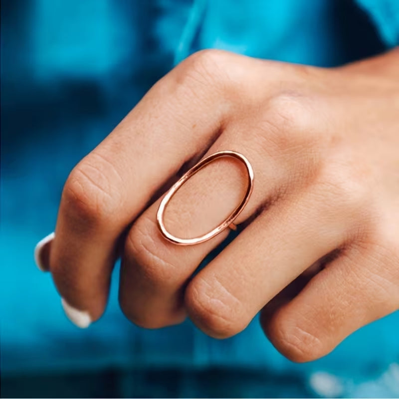 Minimal Oval Silver Ring