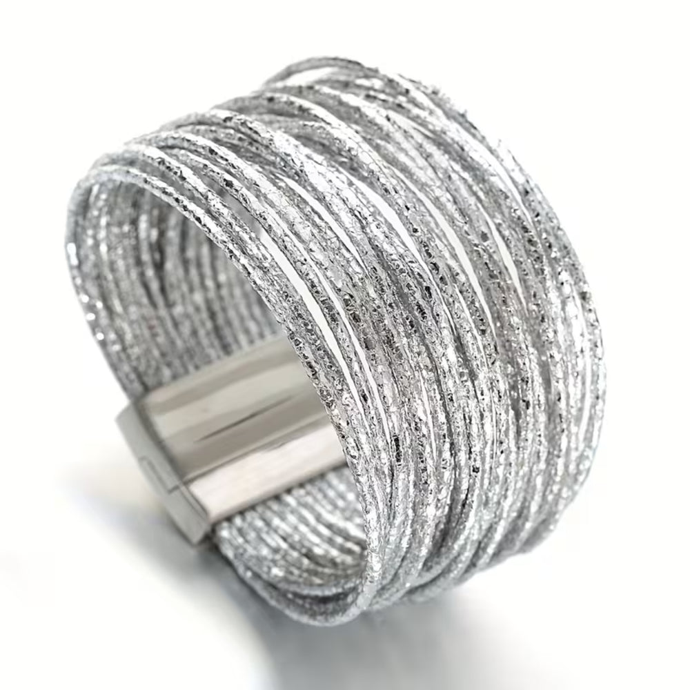 Silver Wave Statement Bracelet