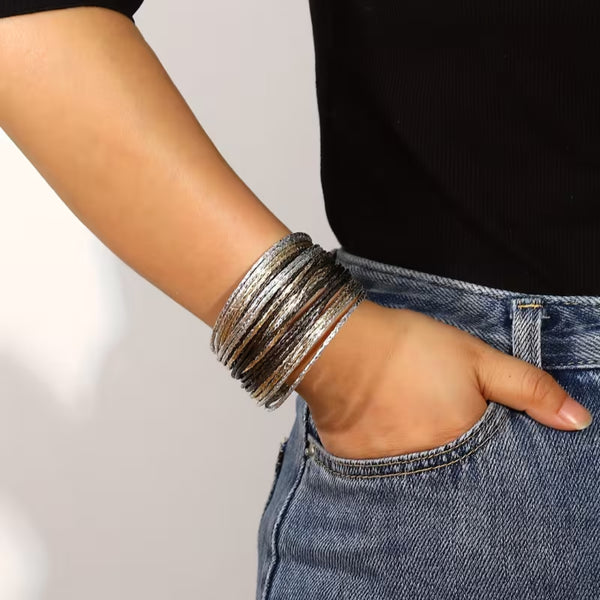Silver Wave Statement Bracelet