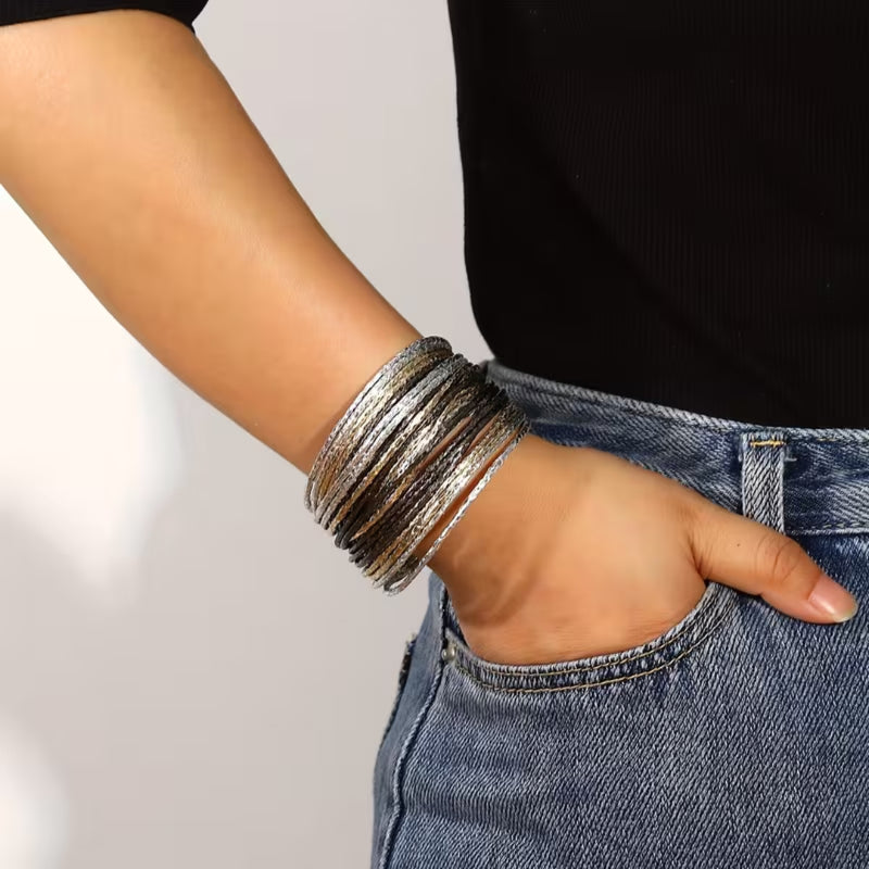 Silver Wave Statement Bracelet