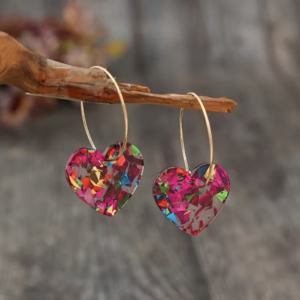 Multicolor Heart Hoop Earrings