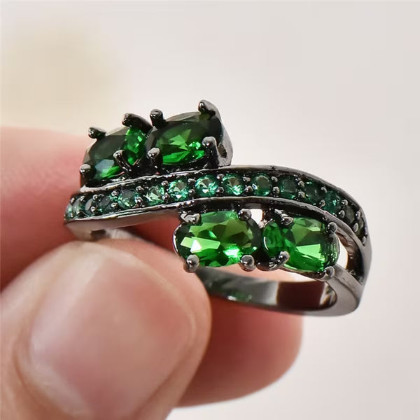 Butterfly Emerald Duo Ring Set