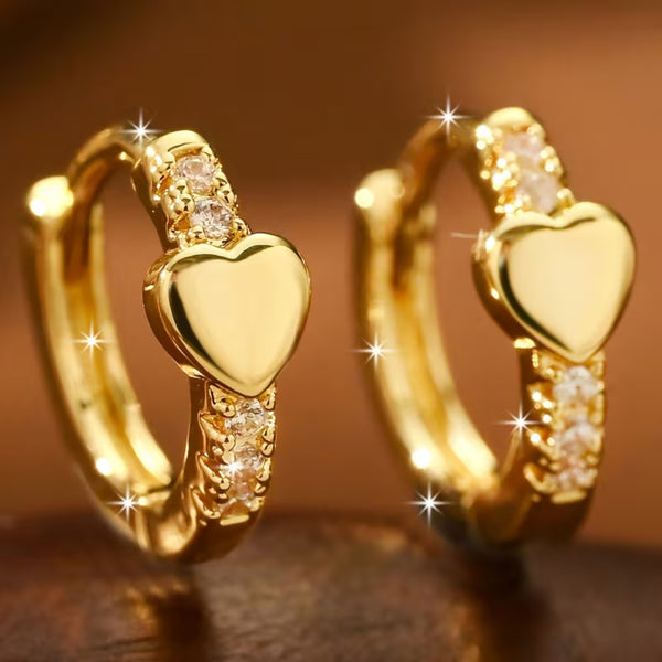 Heart Accent Hoop Earrings