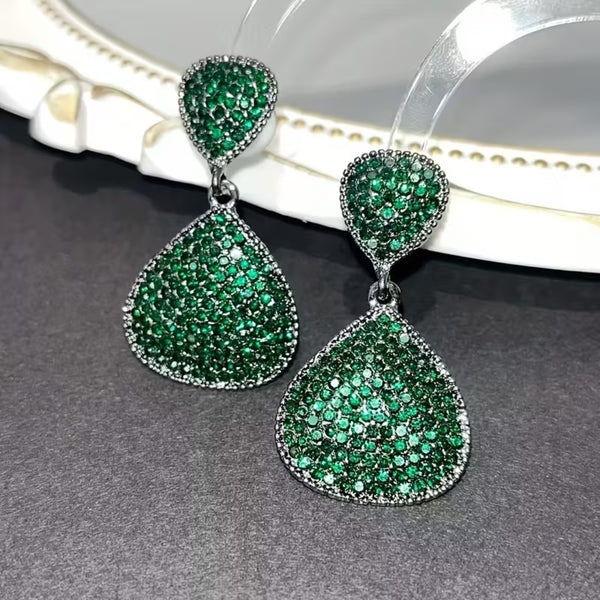 Pavé Emerald Drop Earrings