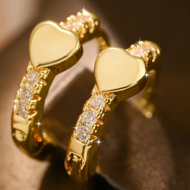 Heart Accent Hoop Earrings