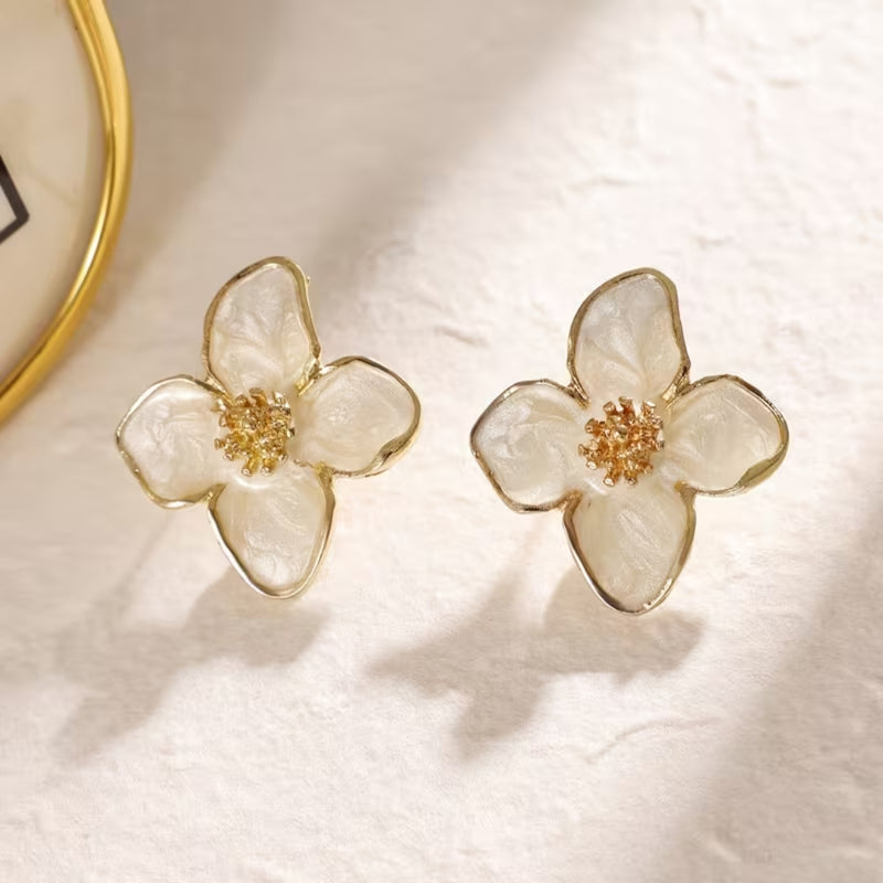 Emerald Petal Flower Earrings