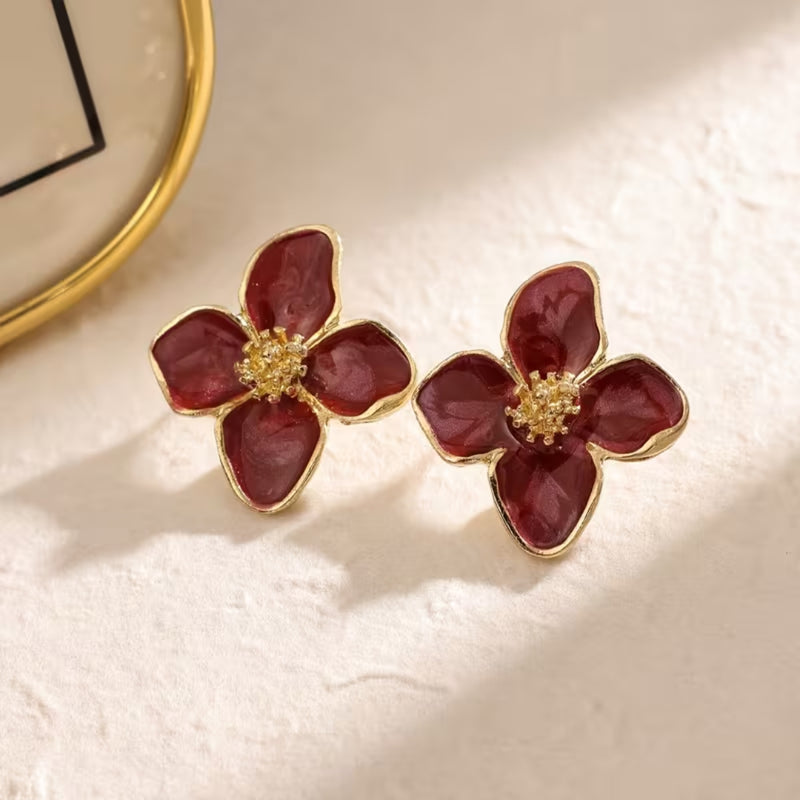 Emerald Petal Flower Earrings