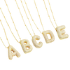Gold Bubble Letter Initial Necklace Set