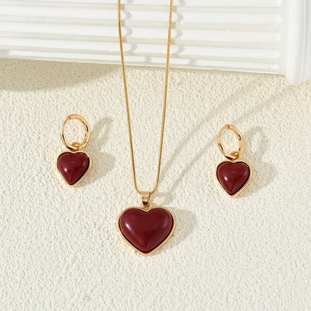 Red Heart Jewelry Set
