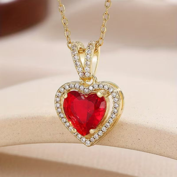 Heart Emerald Halo Necklace