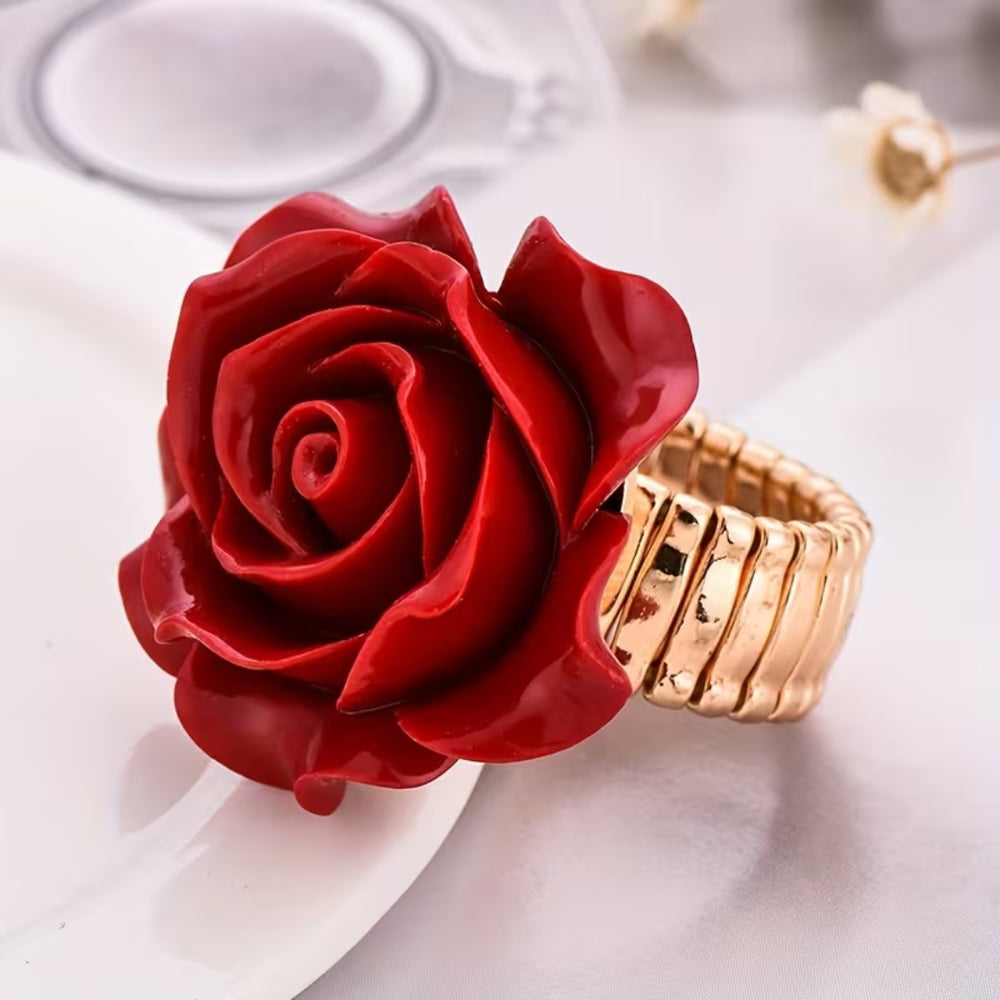 Red Rose Statement Ring