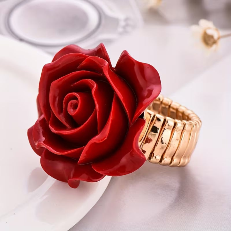 Red Rose Statement Ring