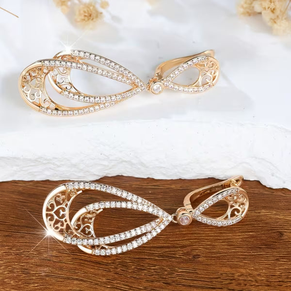 Filigree Drop Pavé Earrings