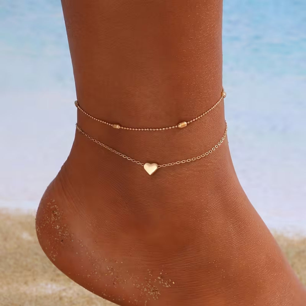 Double Heart Anklet