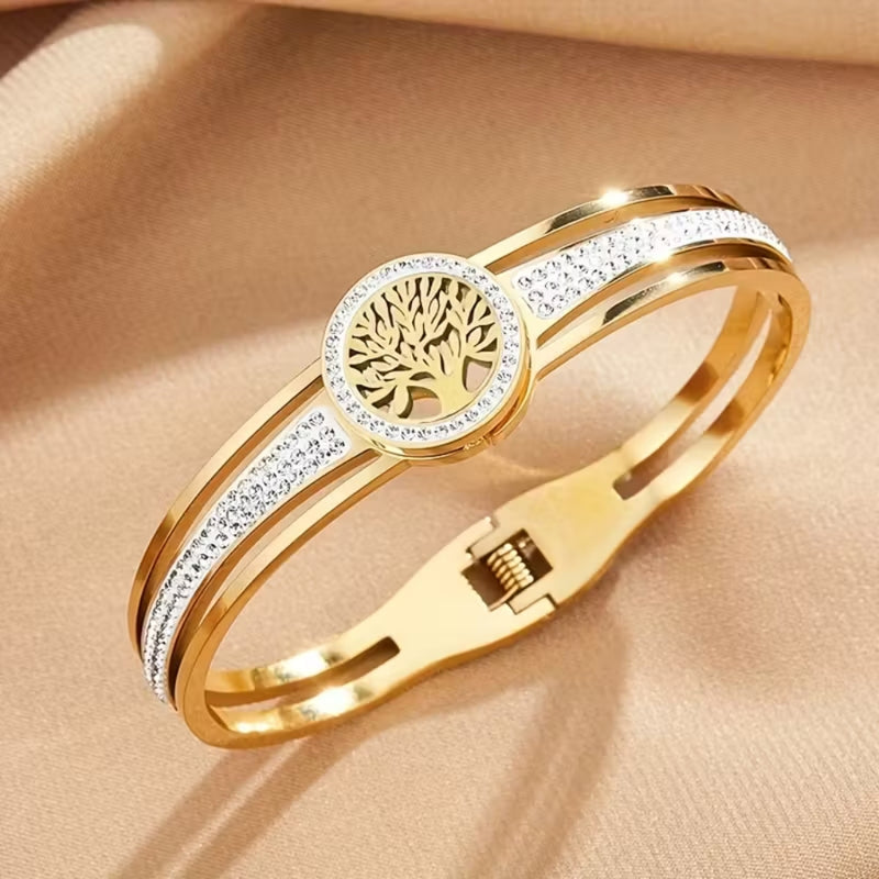 Tree of Life Crystal Cuff Bracelet