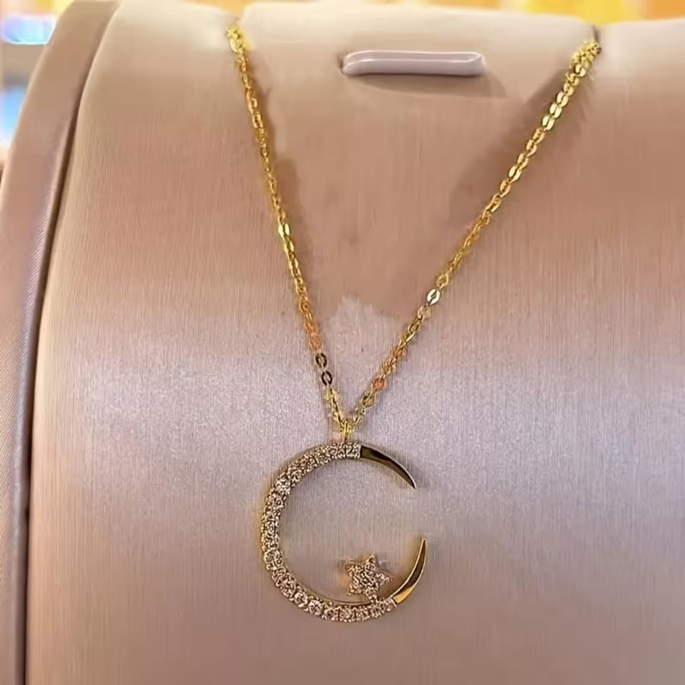 Moon & Star Crystal Necklace