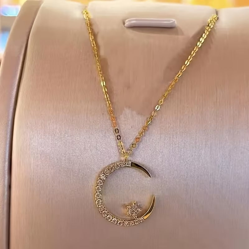 Moon & Star Crystal Necklace