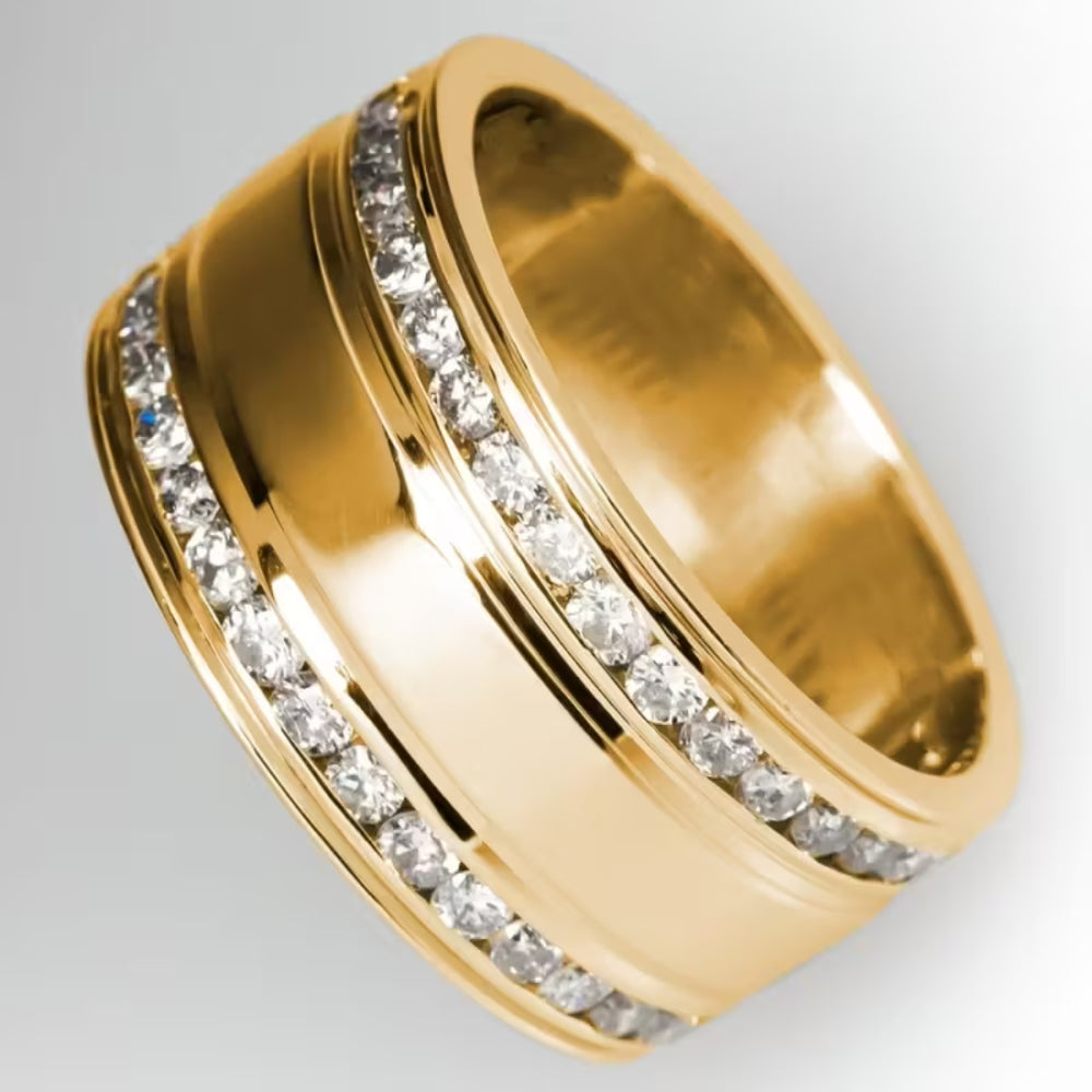 Channel Pavé Gold Band Ring