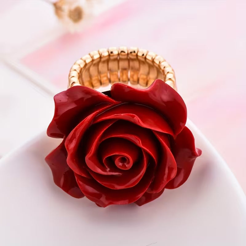 Red Rose Statement Ring
