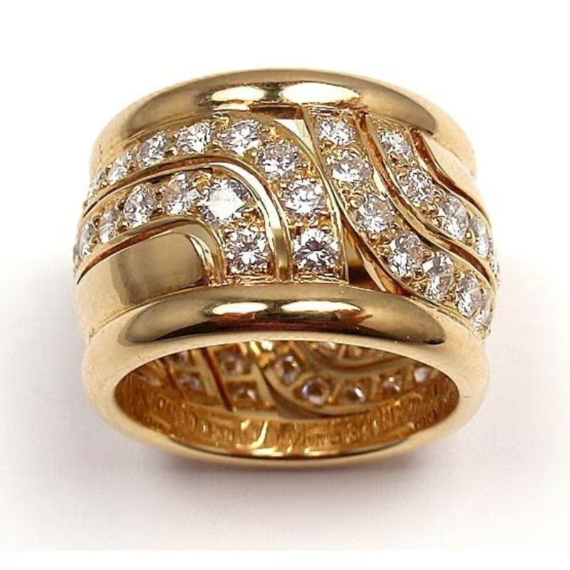 Swirl Pavé Gold Band Ring