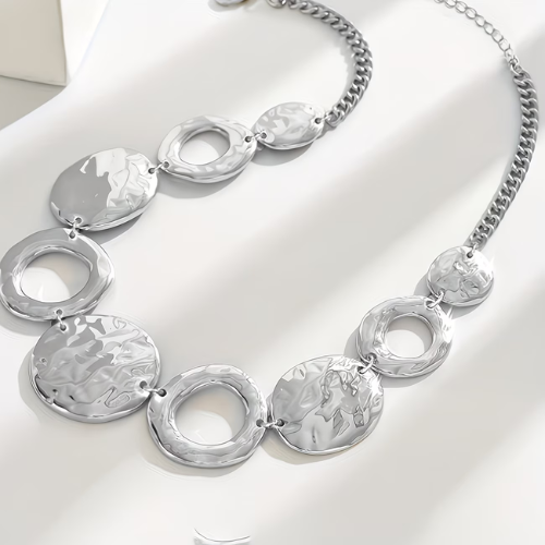 Sculpted Circle Statement Necklace