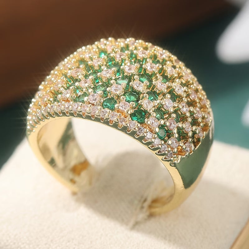 Emerald Dome Pavé Ring