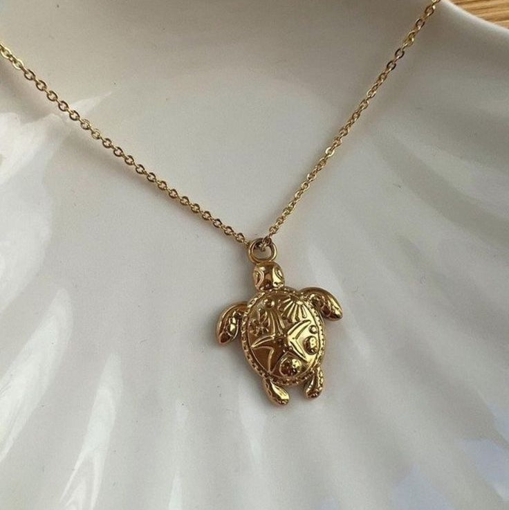 Golden Sea Turtle Necklace