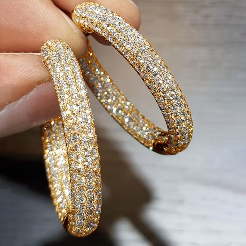 Heart Pavé Hoop Earrings