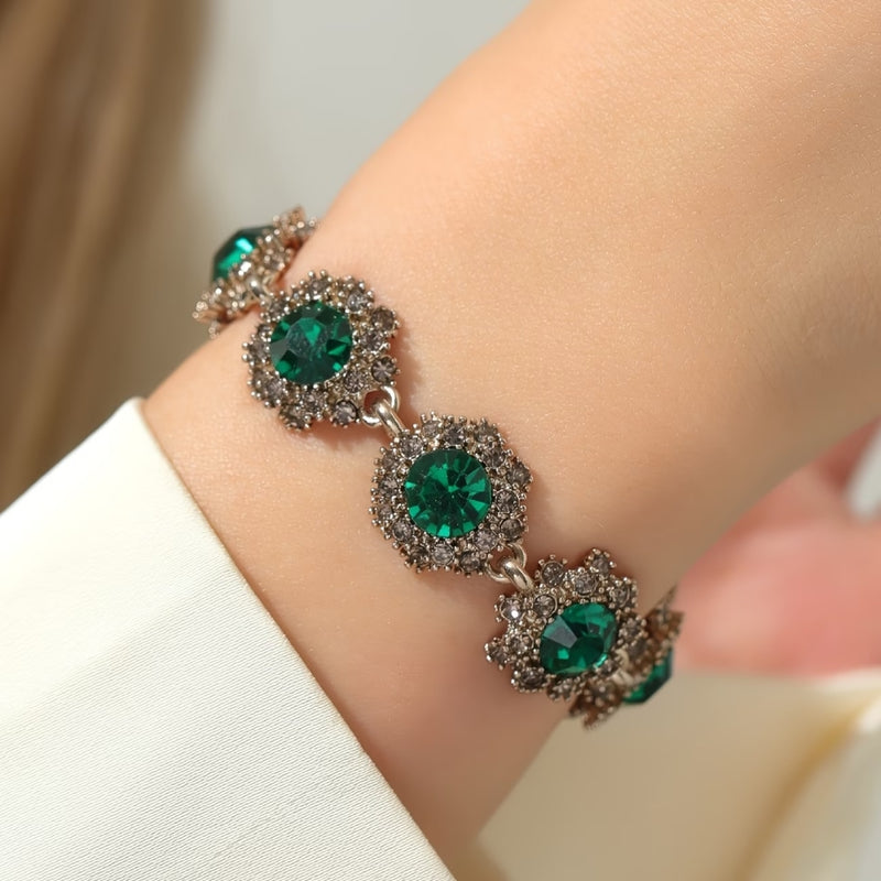 Emerald Halo Link Bracelet