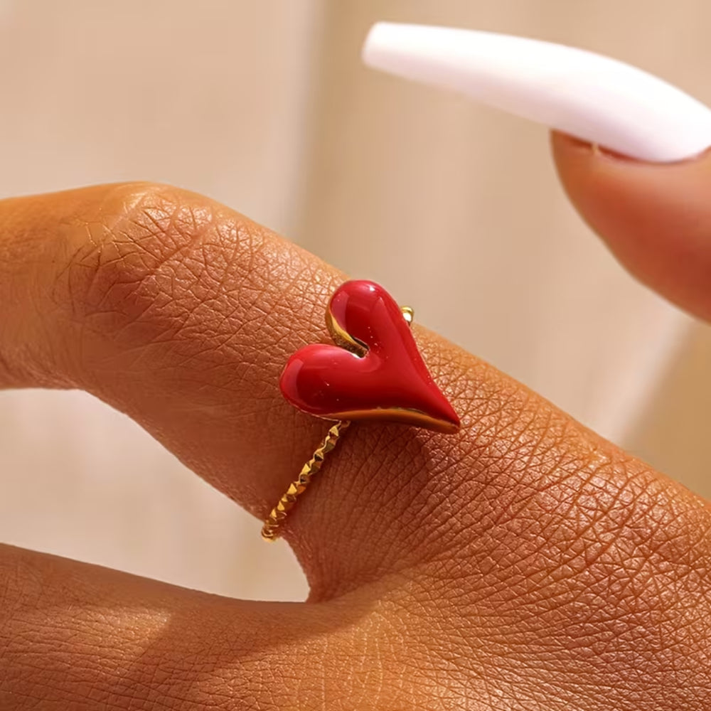 Red Heart Minimal Ring
