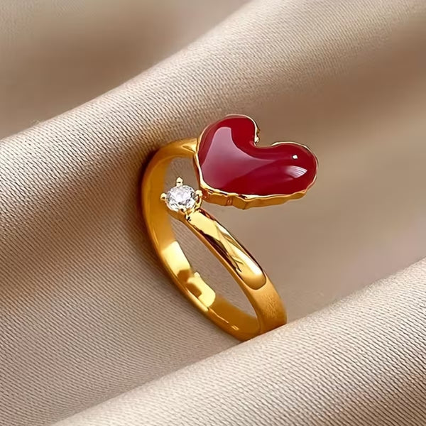 Enamel Heart Open Ring
