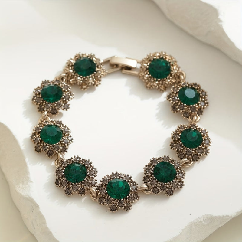 Emerald Halo Link Bracelet