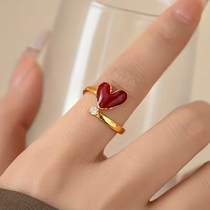 Enamel Heart Open Ring