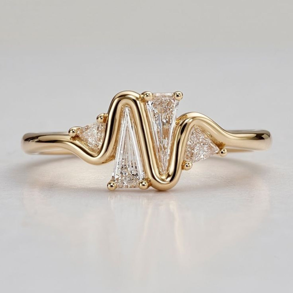 Serpentine Wave Baguette Ring