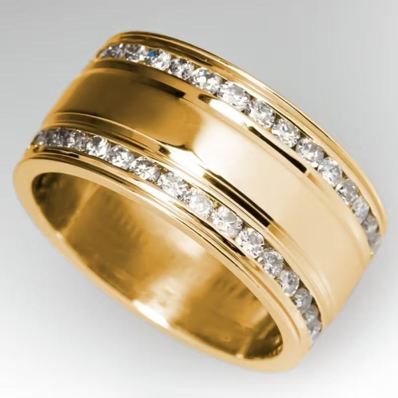 Channel Pavé Gold Band Ring