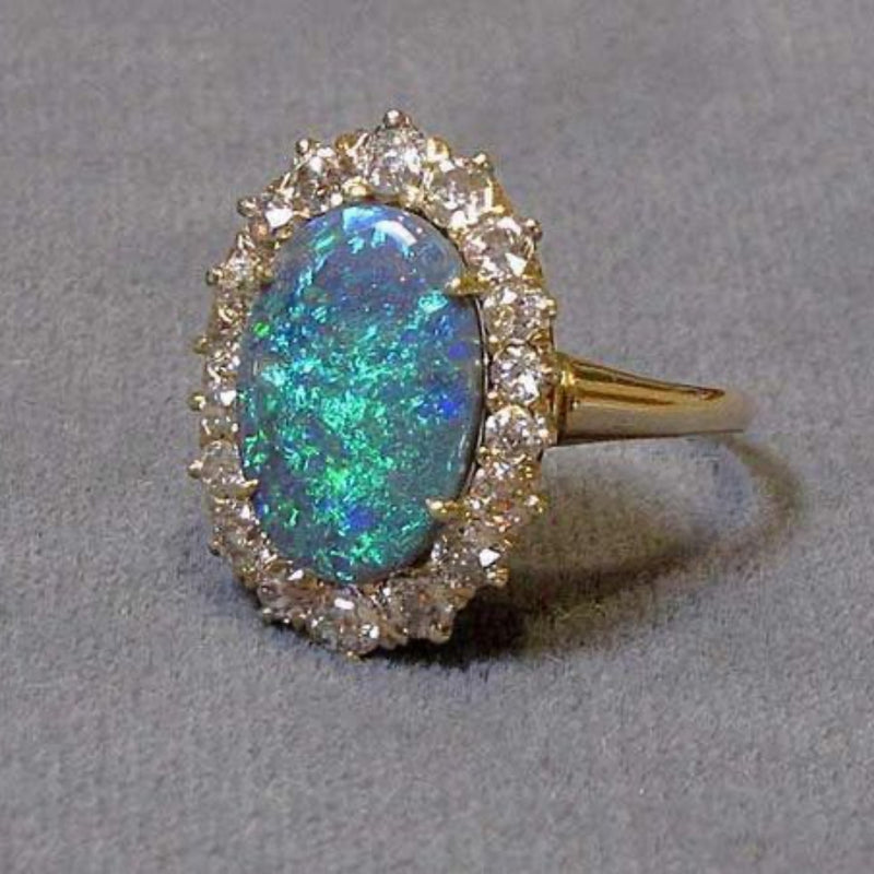 Royal Blue Opal Halo Ring
