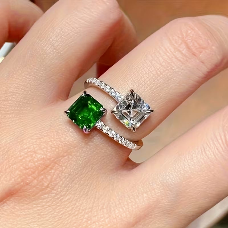 Emerald Twin Bypass Ring