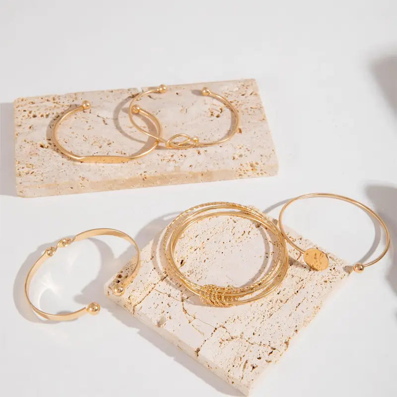 Gold Knotted Elegance Bracelet Set