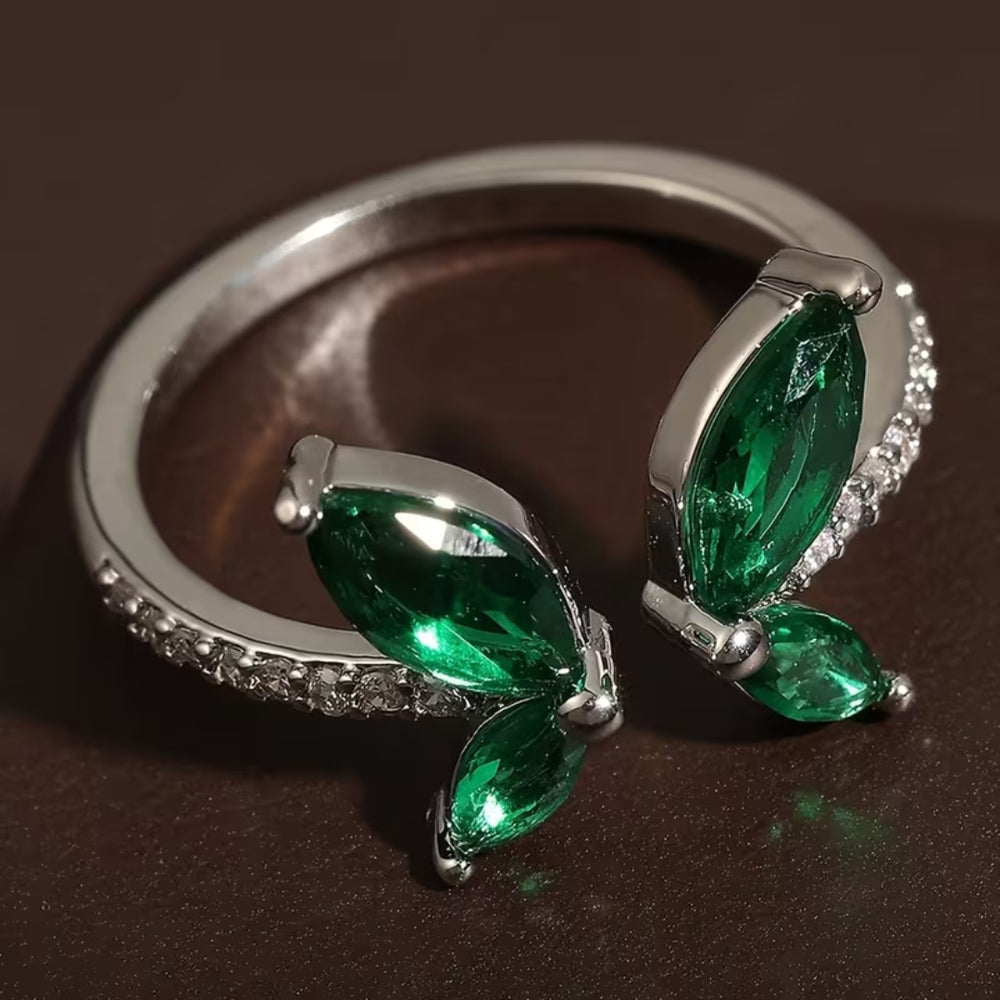 Oval Emerald Halo Statement Ring