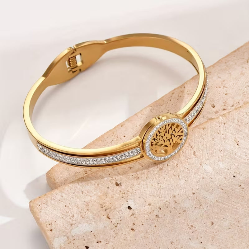 Tree of Life Crystal Cuff Bracelet