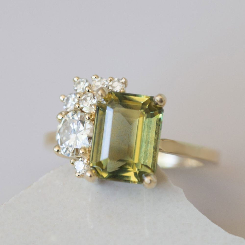 Olive Radiance Emerald Cut Ring
